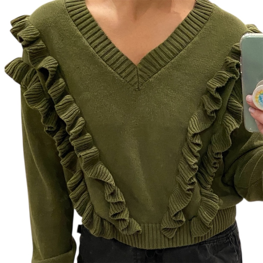 Forever 21 Green Ruffle Sweater - Picture 10 of 11